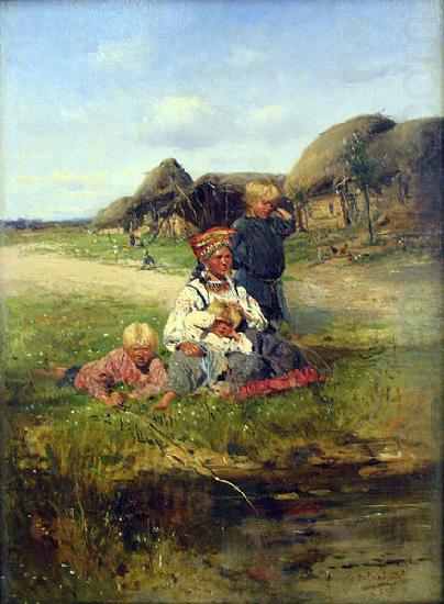 Maid with children, Vladimir Makovsky